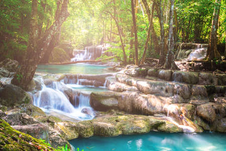 Beautiful waterfall in the deep forestの写真素材