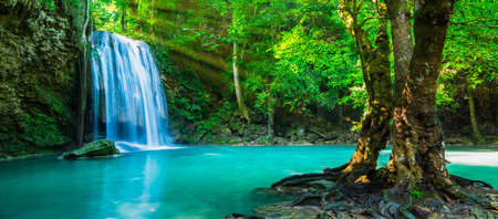 The beautiful waterfall in the jungleの写真素材