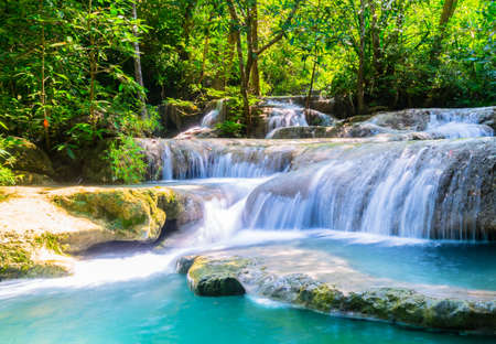 Waterfall on limestone forestの写真素材