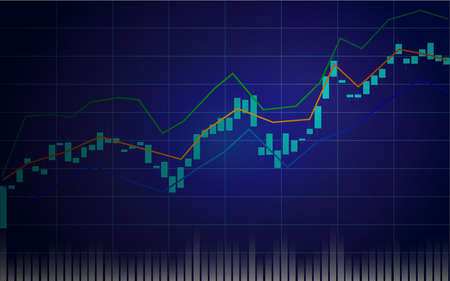 Stock market or forex trading chart with indicator in graphic design concept, vector illustration