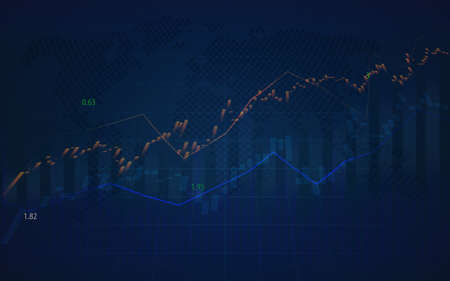 World stock market graph with indicator and volumes in graphic design, vector illustrationのイラスト素材