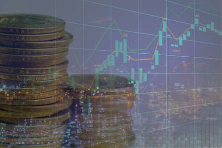 Investment on stock market or forex trading with candlestick chart for business investment concept