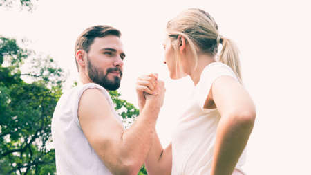 Happy young couple relation conceptの写真素材