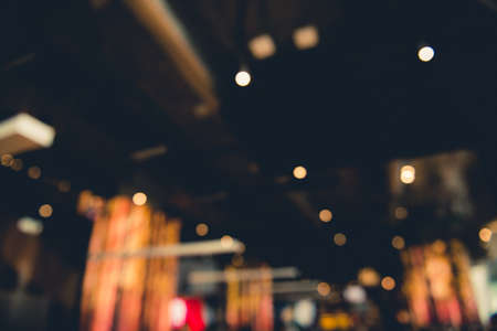 Blurred bokeh of interior decoration with warm colorful lightsの写真素材