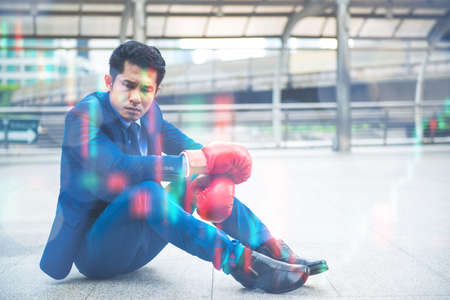 A man depressed and unemployed after economic crisisの写真素材