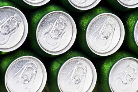 Closeup background of cans stacked upの写真素材