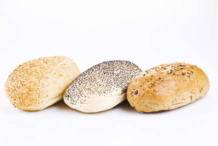 Three differend kind of rolls isolated over whiteの写真素材