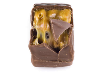 Chocolate bar isolated over white backgroundの写真素材