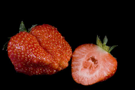 Strawberries on black background