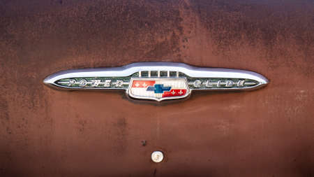 Power Glide emblem on the back of an old chevyのeditorial素材