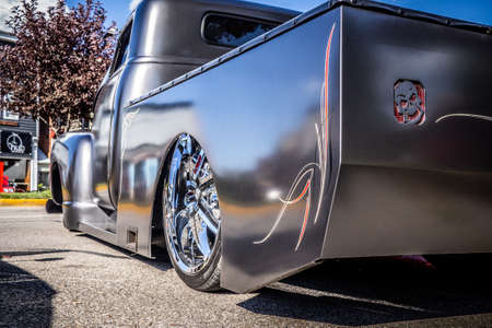 Custom lowered truck rear panel viewの写真素材