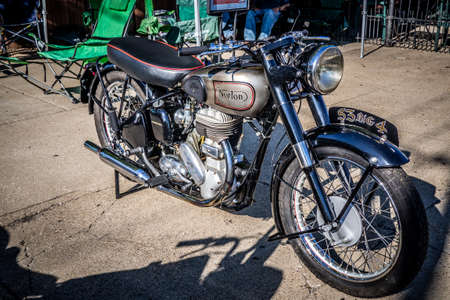 Old Norton motorcycle at a car showのeditorial素材