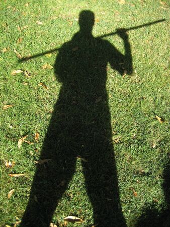 KUNG FU SHADOW WITH THE STICKの写真素材