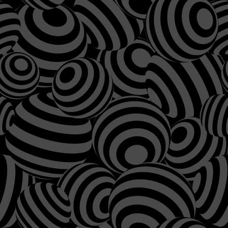 3d geometric striped spheres seamless repetitive vector patternのイラスト素材
