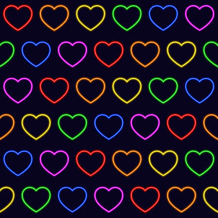 Colorful vector rainbow heart seamless repetitive vector patternのイラスト素材