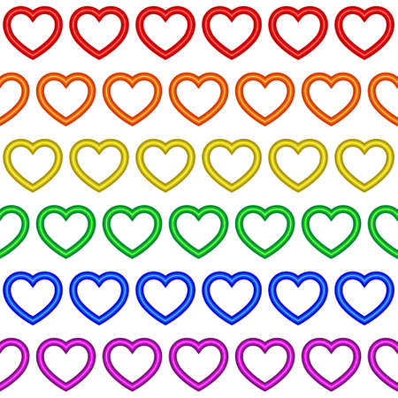 Colorful vector rainbow heart seamless repetitive vector pattern