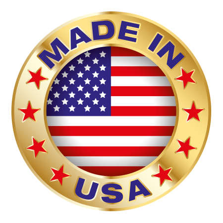 Made in the USA badge isolated on white background.のイラスト素材