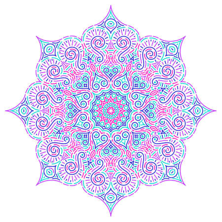 Round vector symmetric mandala. Circular pattern for Henna, Mehndi, tattoo, decoration. Decorative ornament in ethnic oriental style.のイラスト素材
