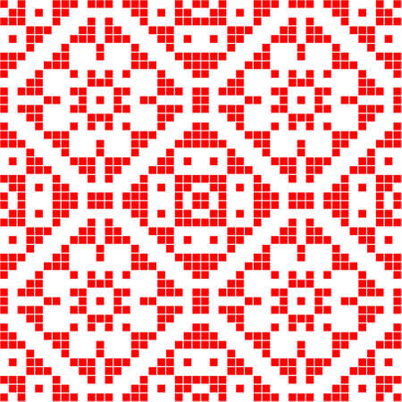 Ethnic traditional ornament. Embroidery on fabric. Patchwork texture. Weaving. Folk motif.のイラスト素材