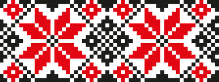 Ethnic traditional seamless pattern. Embroidery on fabric. Patchwork texture. Weaving. Folk motif.のイラスト素材