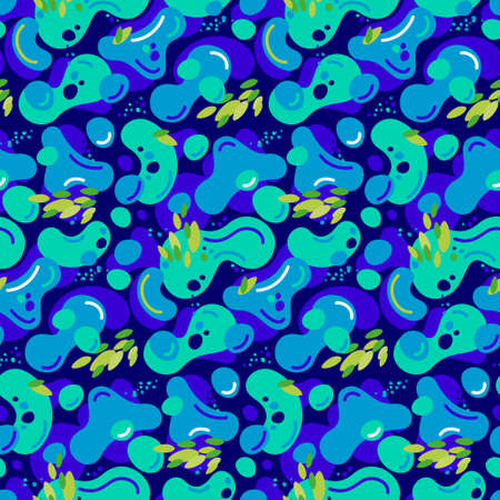 Colorful fluid colorful fun bubbles background. Seamless vector pattern.のイラスト素材