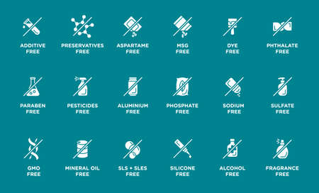 Natural, organic, ecological, bio product icons set, no additives product.のイラスト素材