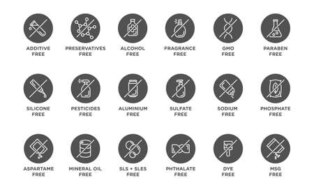 Natural, organic, ecological, bio product icons set, no additives product.のイラスト素材