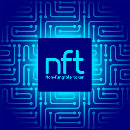 NFT non fungible token logo header banner vector illustration. Digital Art Concept.のイラスト素材