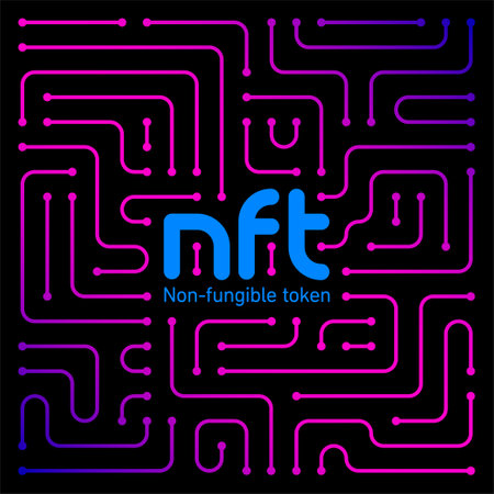 NFT non fungible token logo header banner vector illustration. Digital Art Concept.のイラスト素材