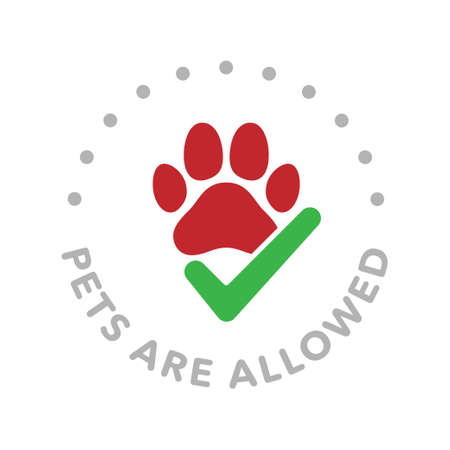 Pet friendly round vector icon badge logoのイラスト素材
