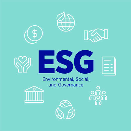 Environmental, Social, and Corporate Governance vector illustration concept, infographic presentation for annual report.のイラスト素材