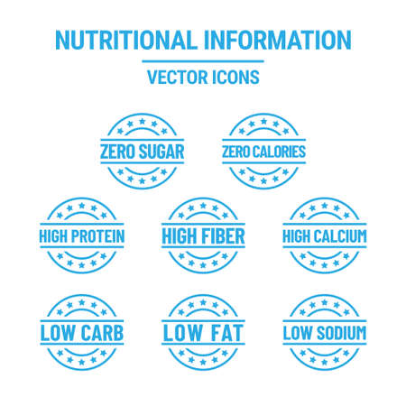 Nutritional information vector icons set for product label or advertisingのイラスト素材