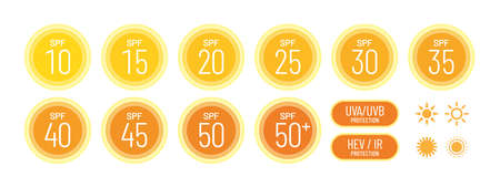 Spf Sun Protection Factor vector icon setのイラスト素材