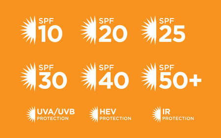 Spf Sun Protection Factor vector icon setのイラスト素材