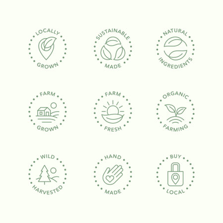 Sustainable made products vector logo badge icons setのイラスト素材