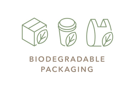 Biodegradable packaging vector icon badge logoのイラスト素材