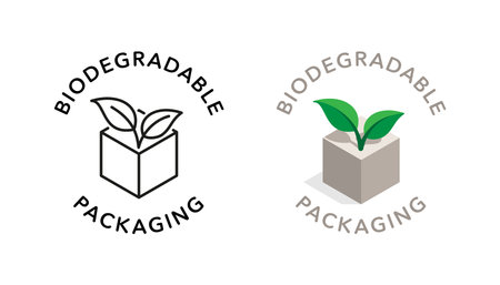 Biodegradable packaging vector icon badge logoのイラスト素材
