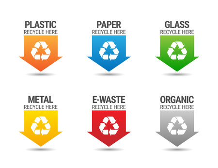 Recycling materials types icon set vector conceptのイラスト素材