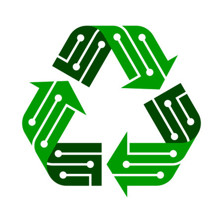 E-waste, electronics recycling vector icon badgeのイラスト素材