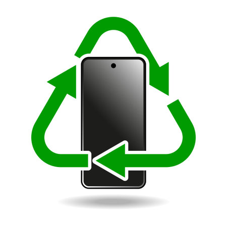 E-waste, electronics recycling vector icon badgeのイラスト素材