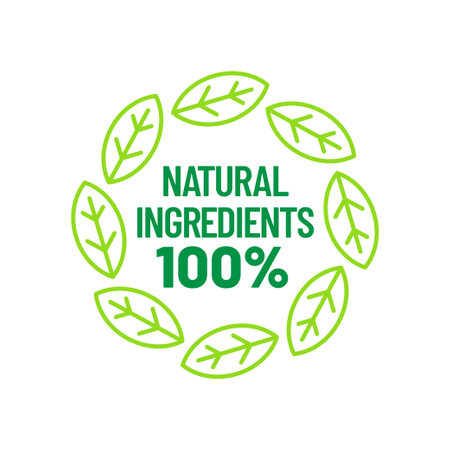 100% ingredients of natural origin vector logo icon badge conceptのイラスト素材