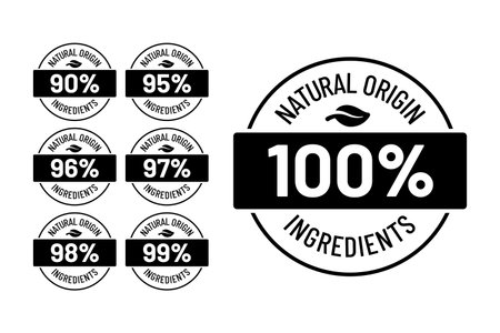 100% ingredients of natural origin vector logo icon badge conceptのイラスト素材