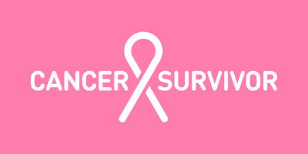 Breast Cancer Awareness Month Pink Ribbon Background Vector Logotype Concept Illustrationのイラスト素材