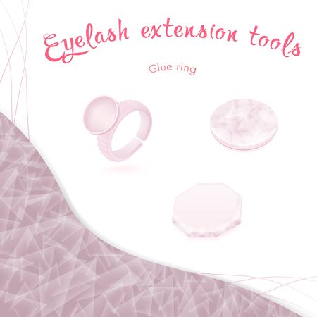 Isolated glue ring and jade stone for eyelash extensionsのイラスト素材