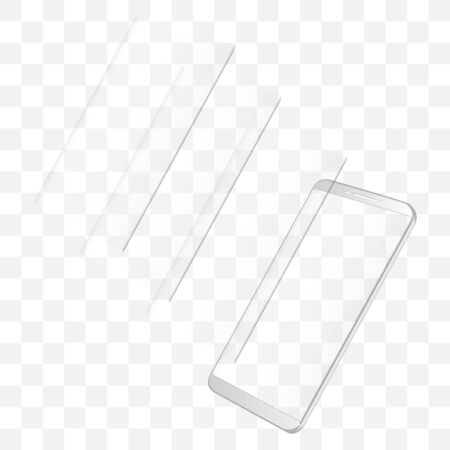 Silver realistic isolated smartphone with a set of blank screens on a transparent background in perspectiveのイラスト素材