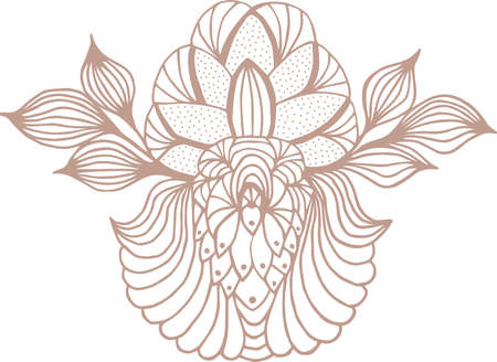 flower mocha color hand-drawn on a white backgroundのイラスト素材