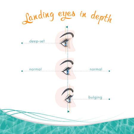Types of eye landing in depth on a white backgroundのイラスト素材