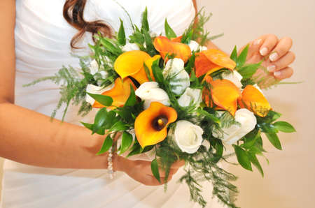 Close up to a hand bouquetの写真素材