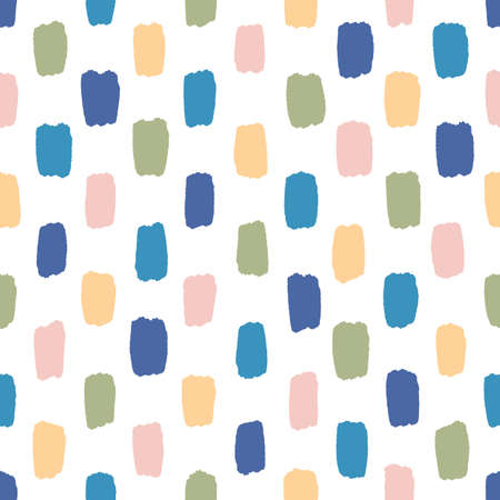 Seamless multicoloured abstract pattern of rectangle shapes on a white background.のイラスト素材