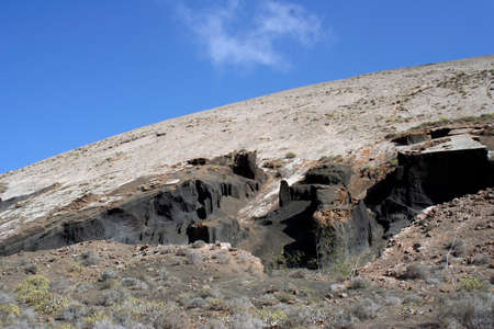 White volcanic crater on Lanzaroteの写真素材